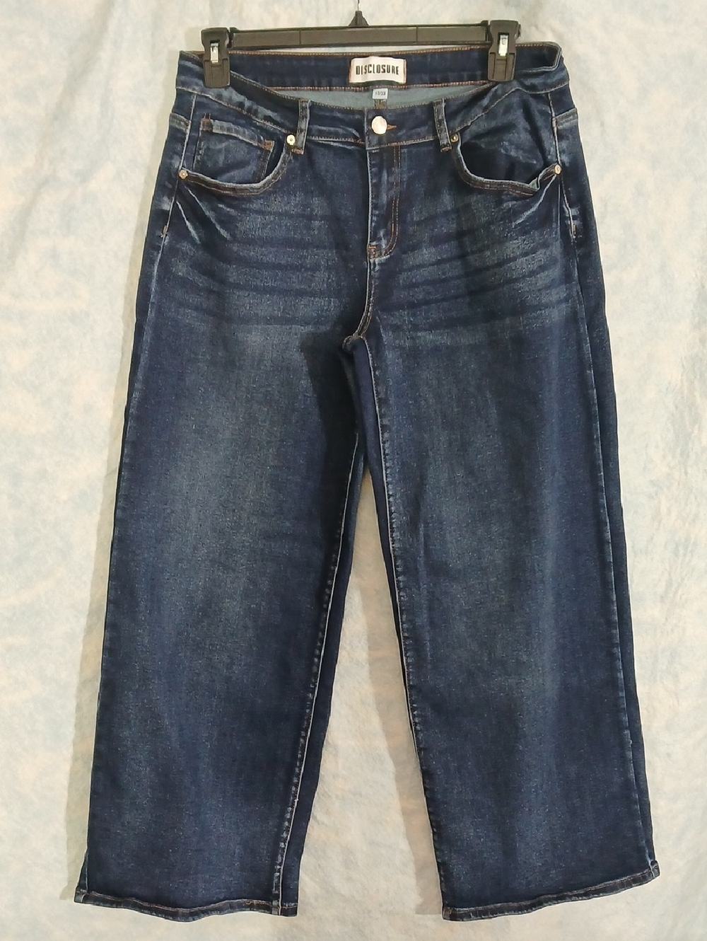 Disclosure Dark Wash Indigo Wide Leg Baggy Stretch Jeans Women Juniors  SZ 17/33